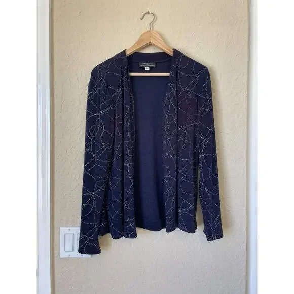 Huey Waltzer Women's Sz 14 blue sparkly knit evening jacket - Picture 1 of 7